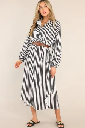 Make Haste Black & White Striped Dress