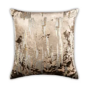 Aida Ombre Metallic Pillow, Ivory/Stone