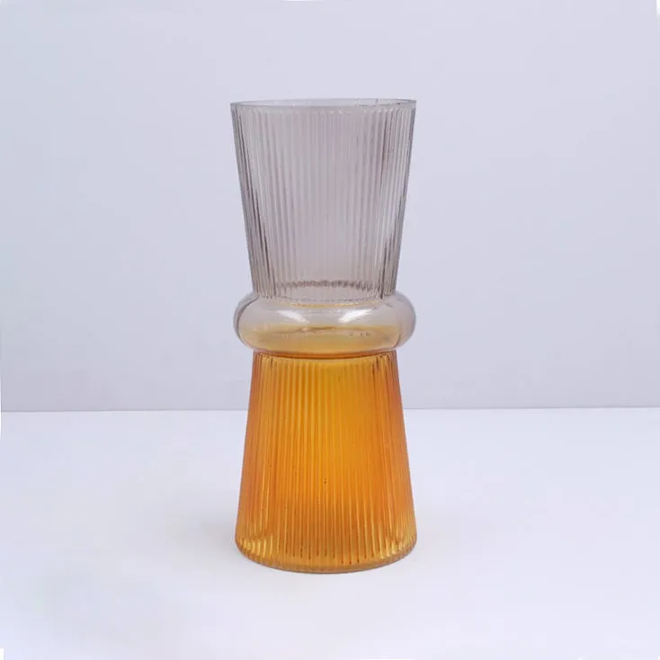 Amber & Grey Ombre Glass Vase