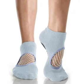 Arebesk Fishnet Grip Socks - Light Blue White (Barre / Pilates)