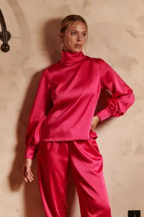 Aurelie Satin Pink Blouse