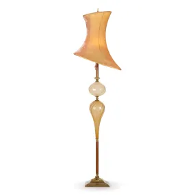 Cameron Floor Lamp F220AH170 Colors Opaque Gold and Cream Glass Base Ombre Gold and Beige Silk Velvet Shadeby Kinzig Design