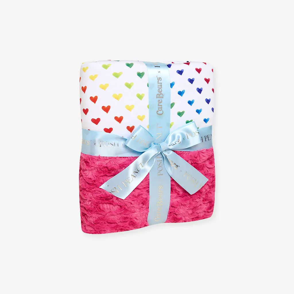 Care Bears™ Rainbow Hearts Minky Ruffled Luxette Patoo® Blanket