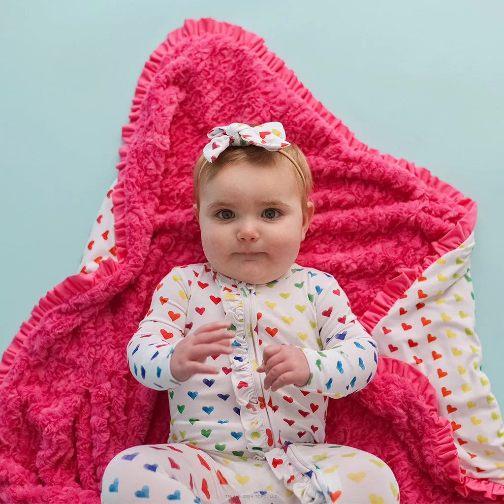 Care Bears™ Rainbow Hearts Minky Ruffled Luxette Patoo® Blanket