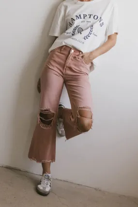 Charlie Distressed Jeans in Salmon - FINAL SALE