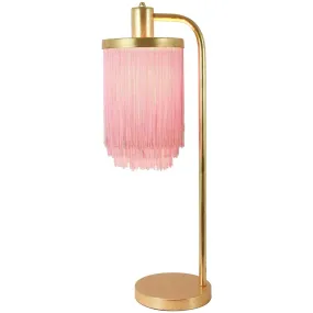 Decor Therapy Framboise Fringe Shade Table Lamp, Gold Leaf