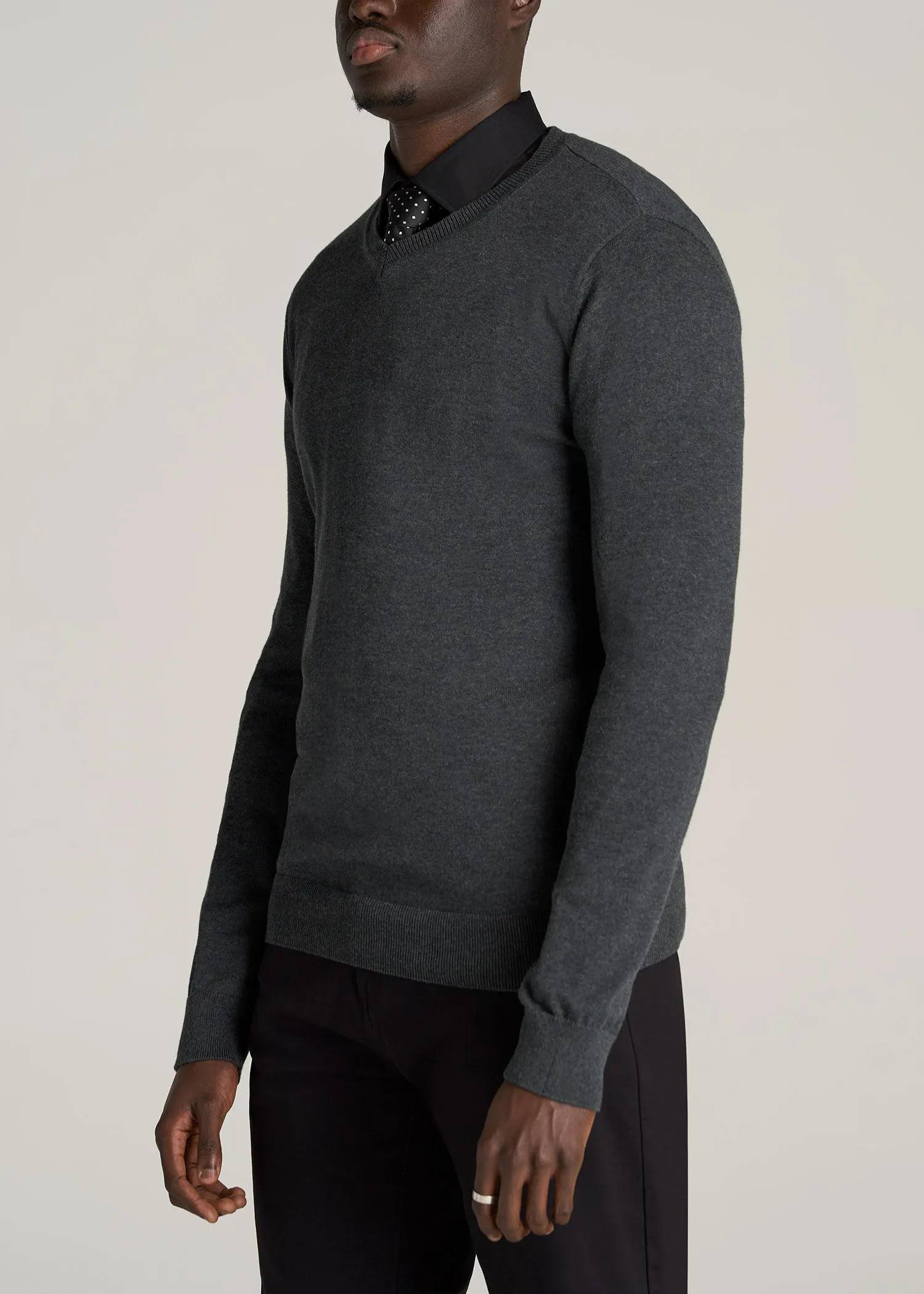 Everyday V-Neck Tall Men's Sweater in Charcoal Mix