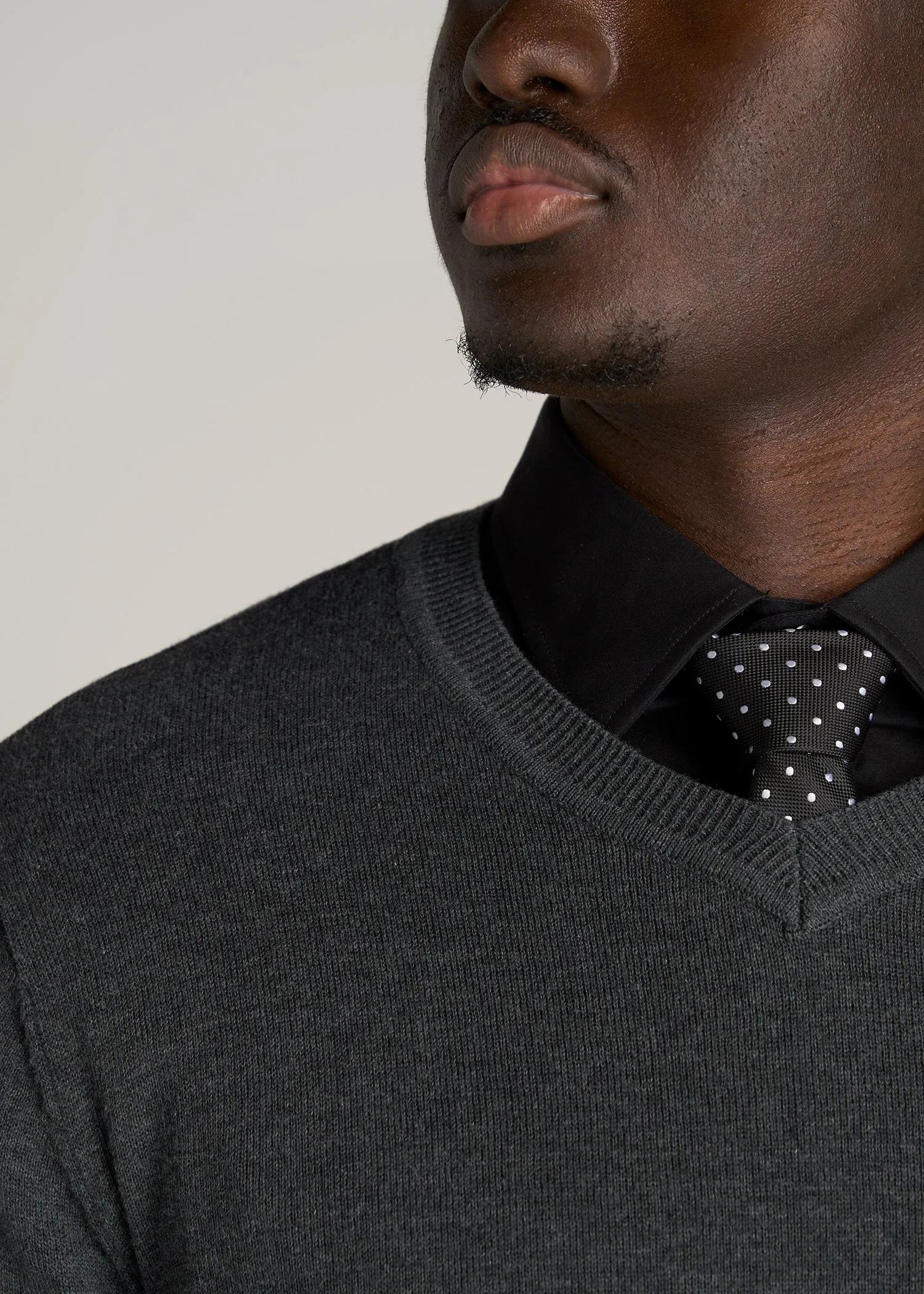 Everyday V-Neck Tall Men's Sweater in Charcoal Mix