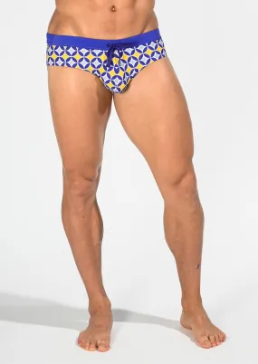 Freestyle Swim Brief w/ Removable Cup (Yellow Circle Mosaic)