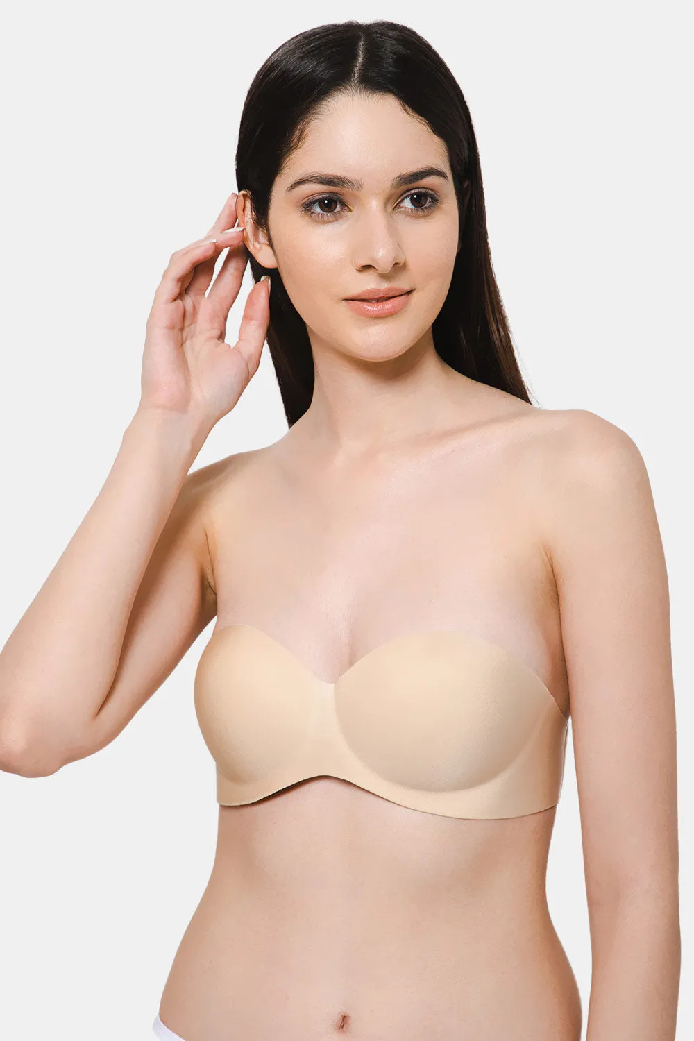 Intimacy Low Coverage Strap Free Multioptional Transparent Padded Backless Bra - Skin