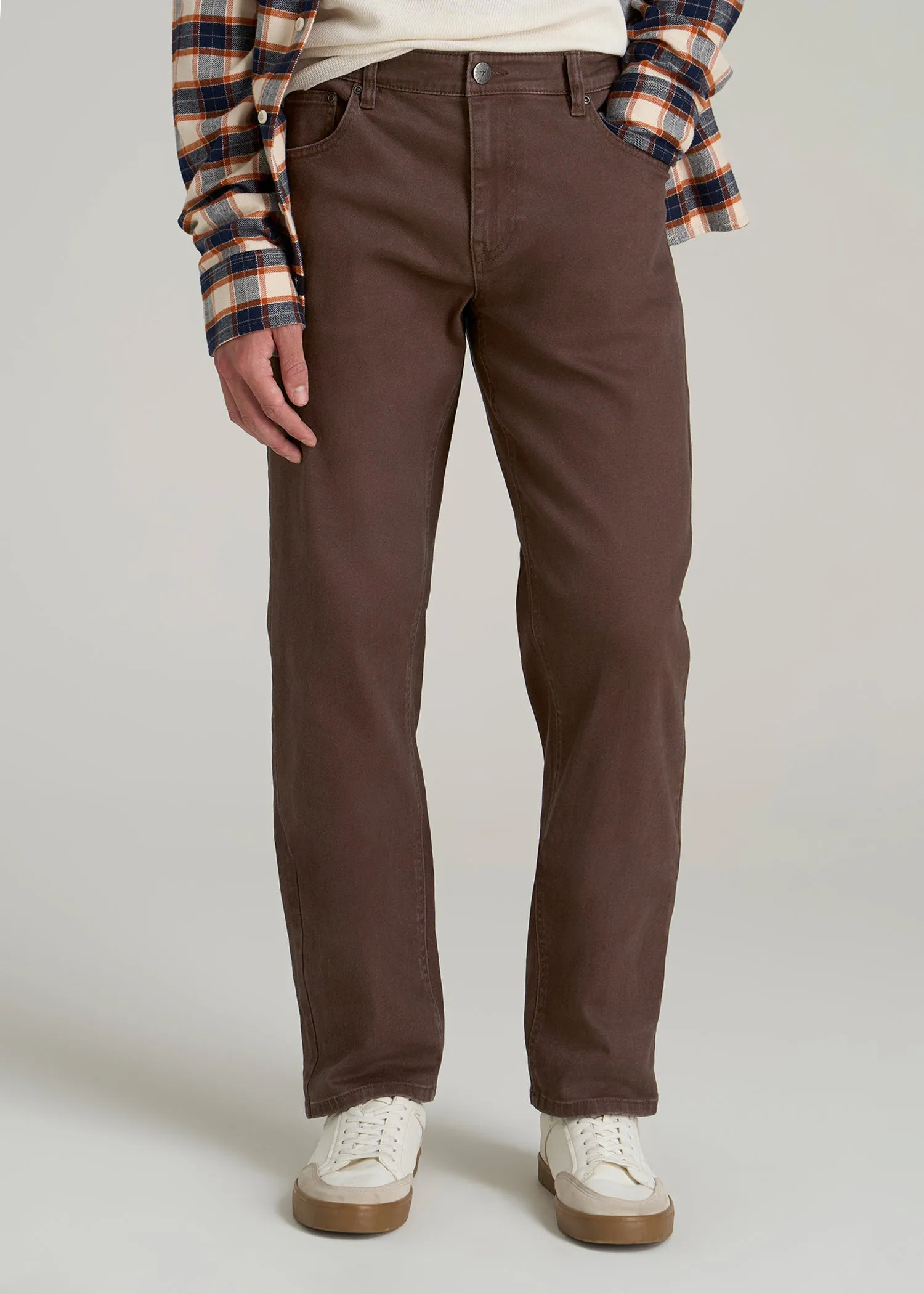 J1 Straight Fit Colored Jeans for Tall Men in Dark Toffee