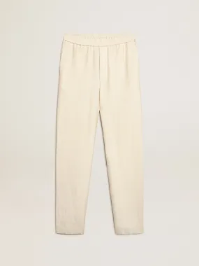 Joggers in parchment-colored linen