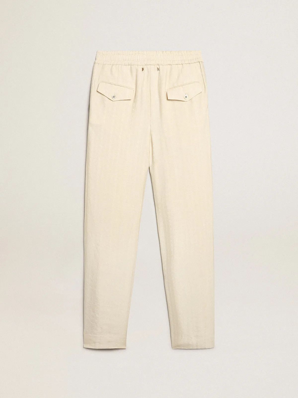 Joggers in parchment-colored linen