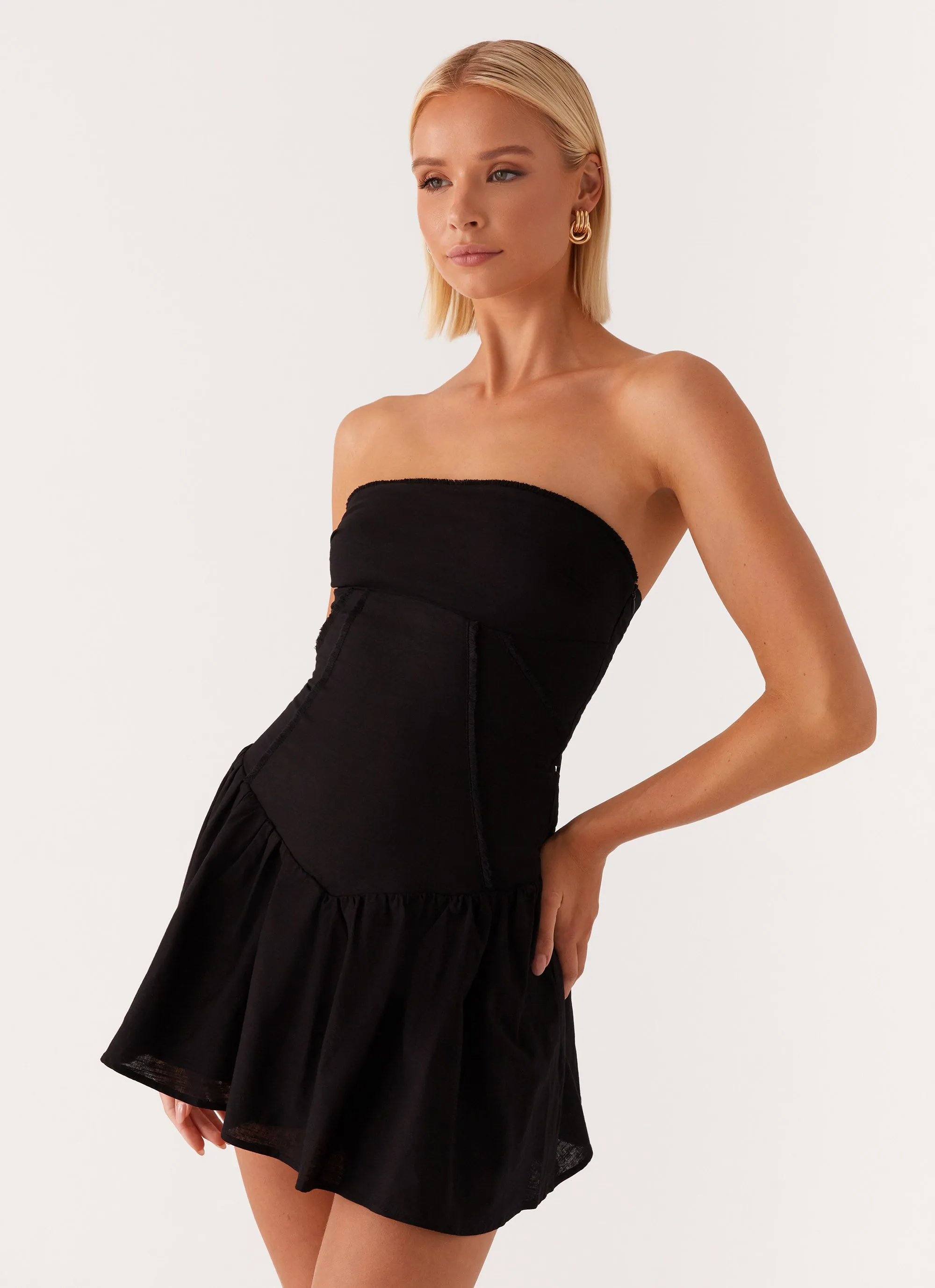 Larnie Linen Mini Dress - Black