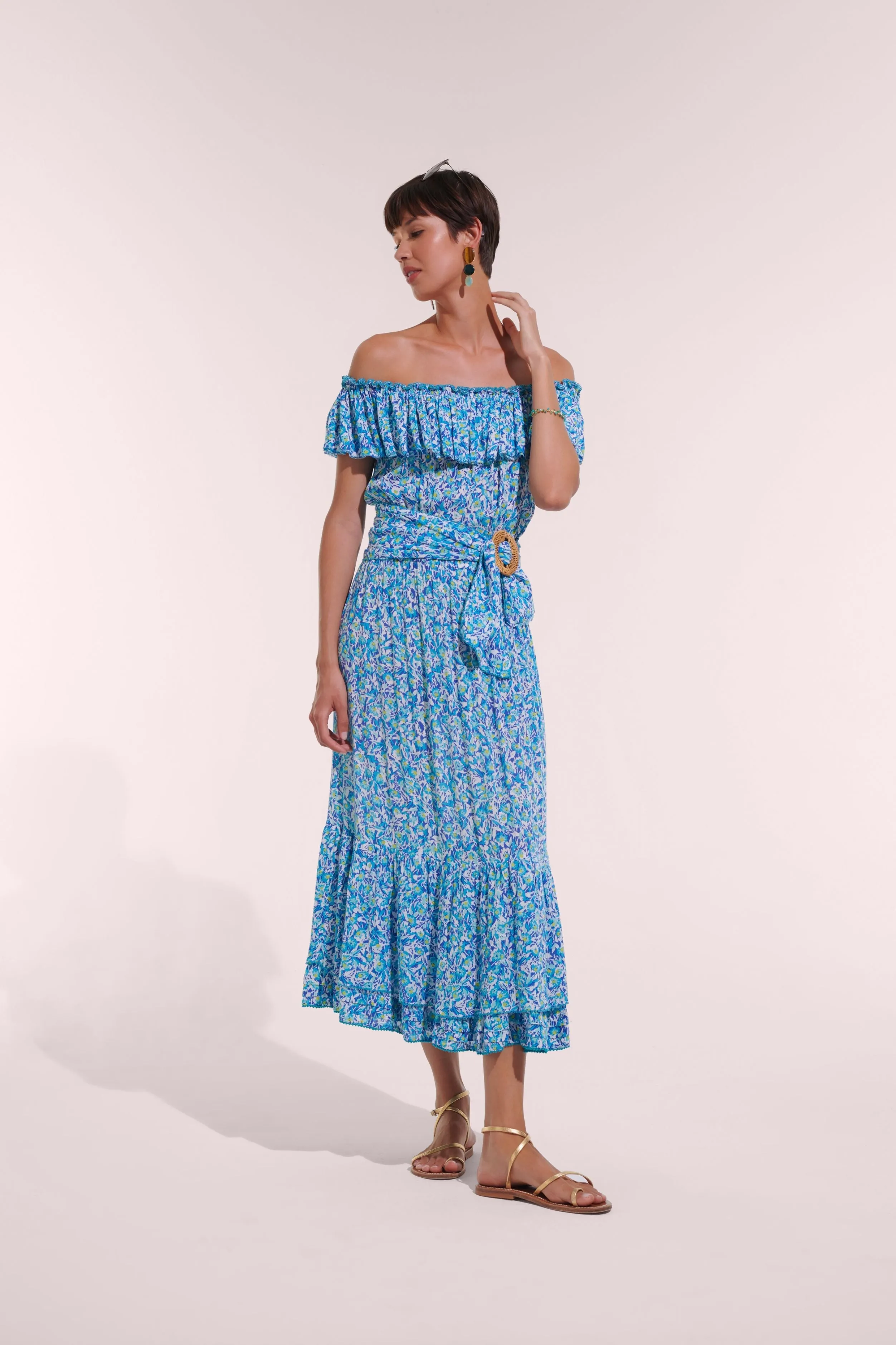 Long Dress Bella - Blue Ocean Flowers