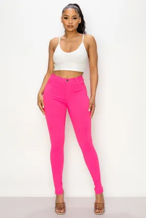 LV-300 NEON PINK HIGH WAISTED COLORED JEANS