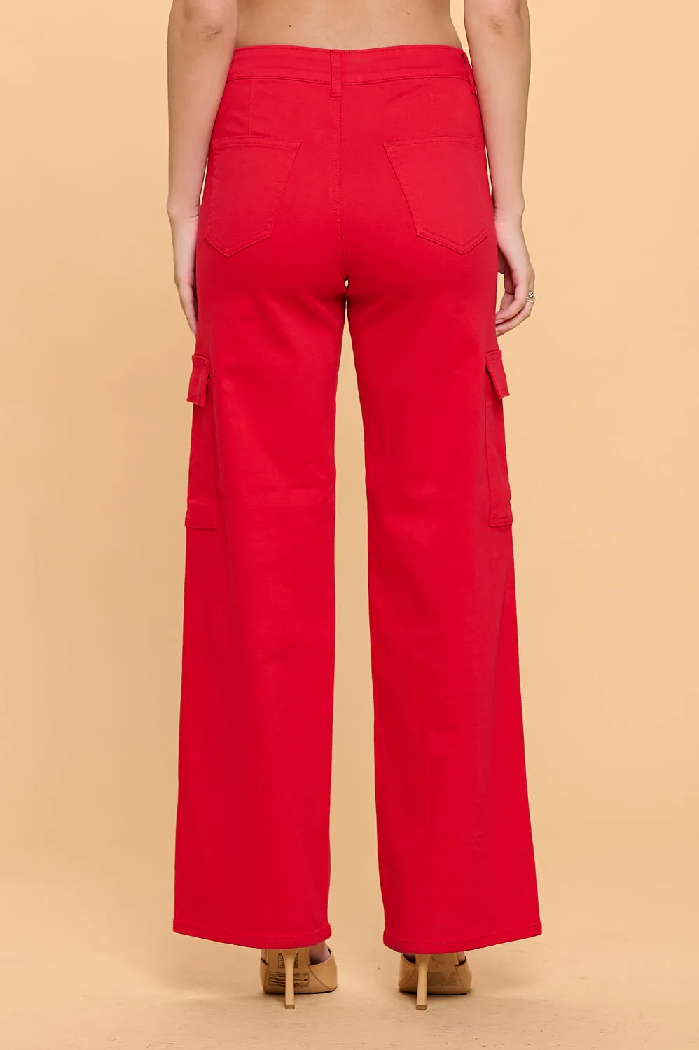 LVB-600 RED HIGH WAISTED SUPER-STRETCH CARGO PANTS