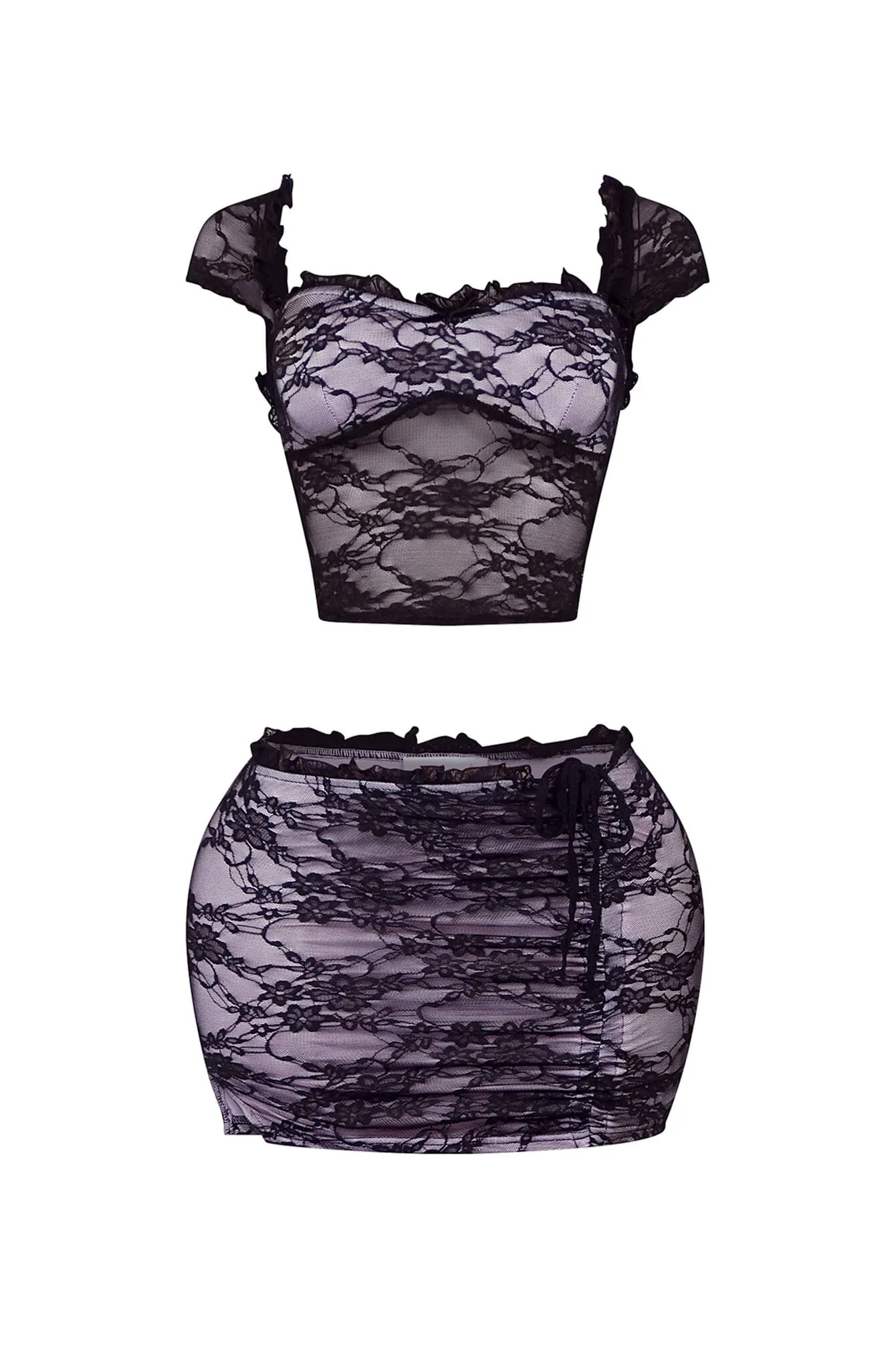 One More Night Lace Bustier Top & Skirt SET