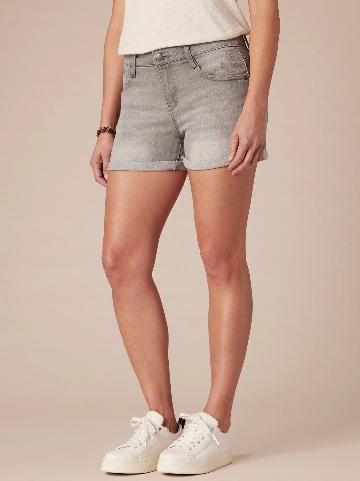 "Ab"solution® Light Grey 5" Inseam Denim Shorts