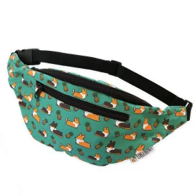 "Pineapple Corgis" Green Fanny Pack