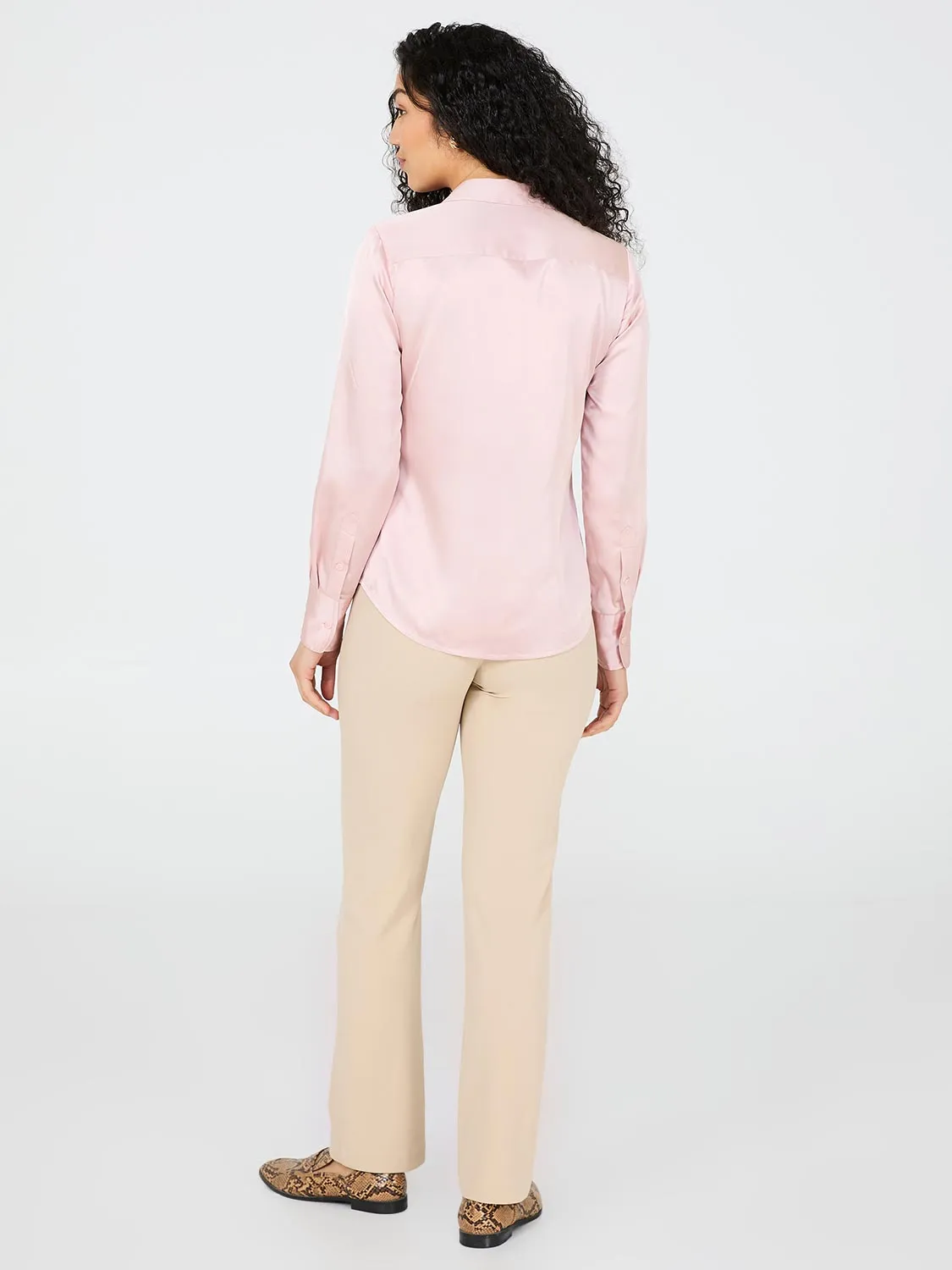 Satin Button-Front Blouse