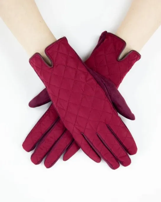 VERY MODA QUILTED GLOVES - BURGUNDY RED - GL12310BD